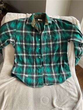 Valentino Green Black Plaid Lightweight Shirt Jacket in size 39 or M